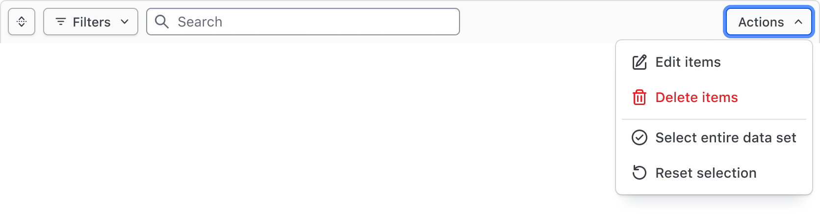 Example of bulk actions
